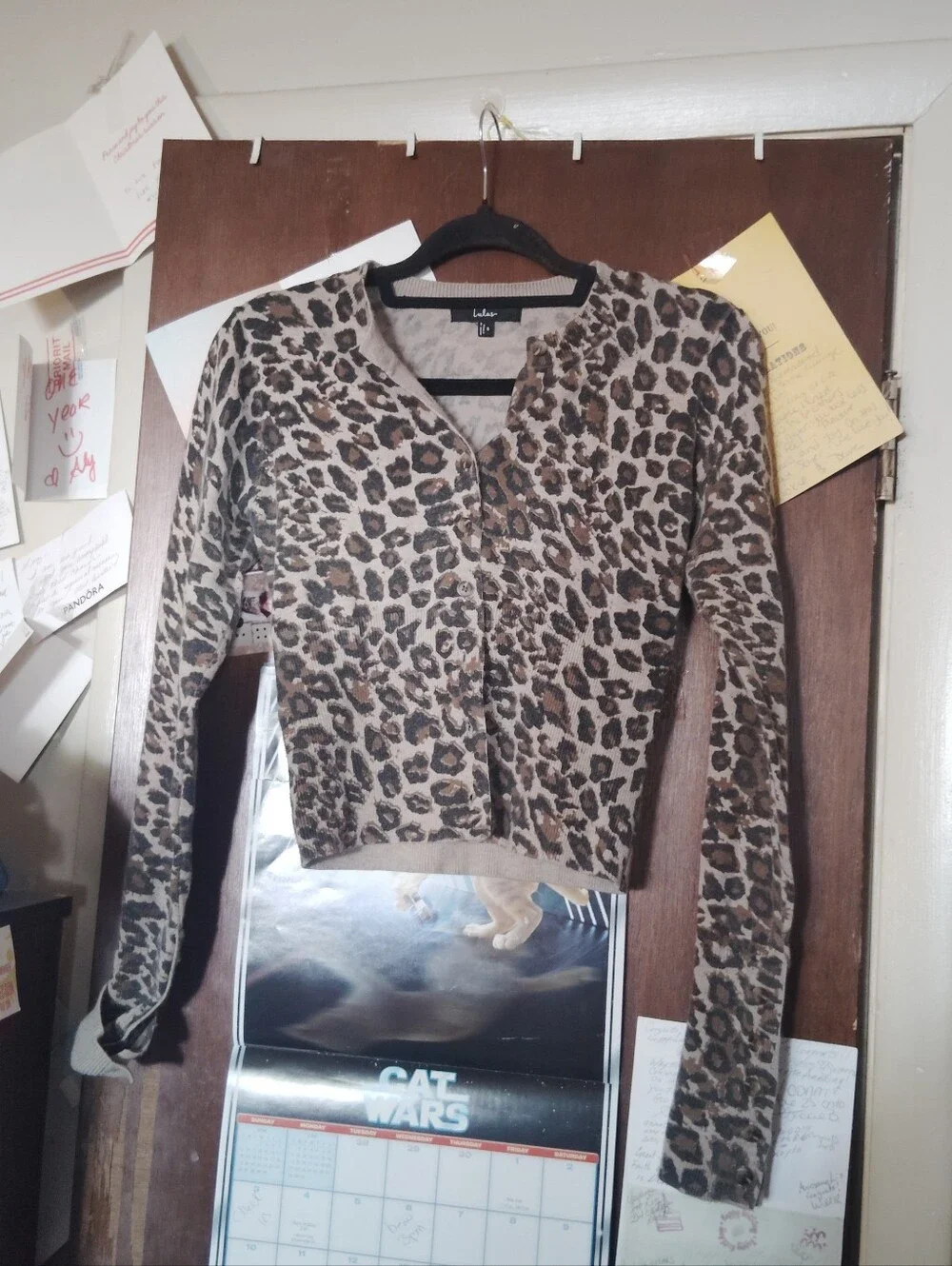 LULUS Alfara Brown Leproard Print Button Front Cardigan - Size Small - Picture 4 of 9